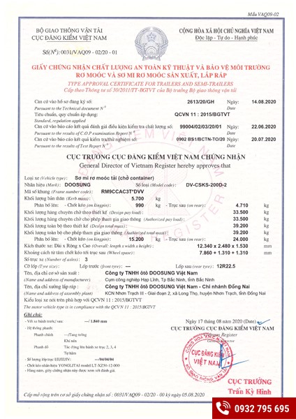 Mooc xương 3 trục 40 feet Doosung