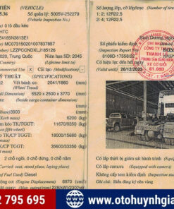 Sổ đăng kiểm xe đầu kéo howo 1 cầu cũ