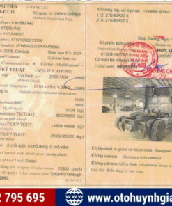 Sổ đăng kiểm xe đầu kéo STERLING 2009 cũ