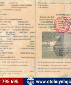 Sổ đăng kiểm khung ben KCT cũ