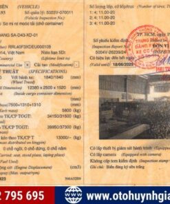 Sổ đăng kiểm mooc xương KCT 3 trục 40 feet 2014 cũ
