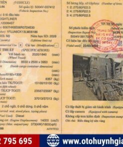 Sổ đăng kiểm xe đầu kéo Mỹ Freightliner 2003 cũ