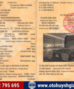 Sổ đăng kiểm xe đầu kéo Mỹ Freightliner 2005cũ