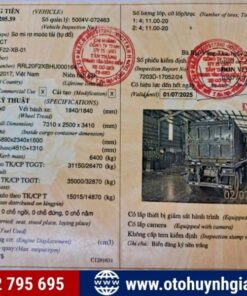 Sổ đăng kiểm khung ben tự đổ KCT 2017 cũ