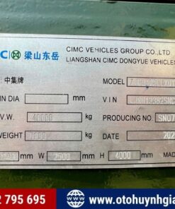 Thông số mooc lồng khung mui CIMC cao 4m