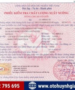Sổ hồng của mooc xương 2 trục 40 Ft Soosan Doosung 2025 mới