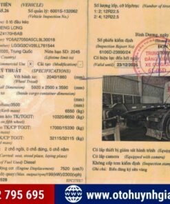 Sổ đăng kiểm của xe đầu kéo Chenglong H5 1 cầu 2020 cũ