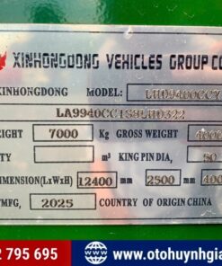 Thông số của mooc lồng khung mui Xinhongdong cao 4M 2025