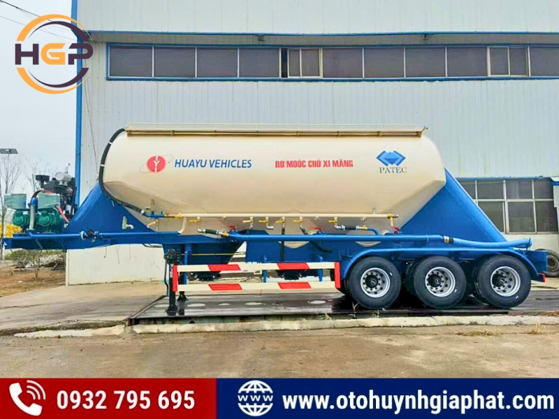 Hàng sẵn - Mooc bồn xi téc chở xi măng HUAYUDA 3 rốn xả 45.5m3