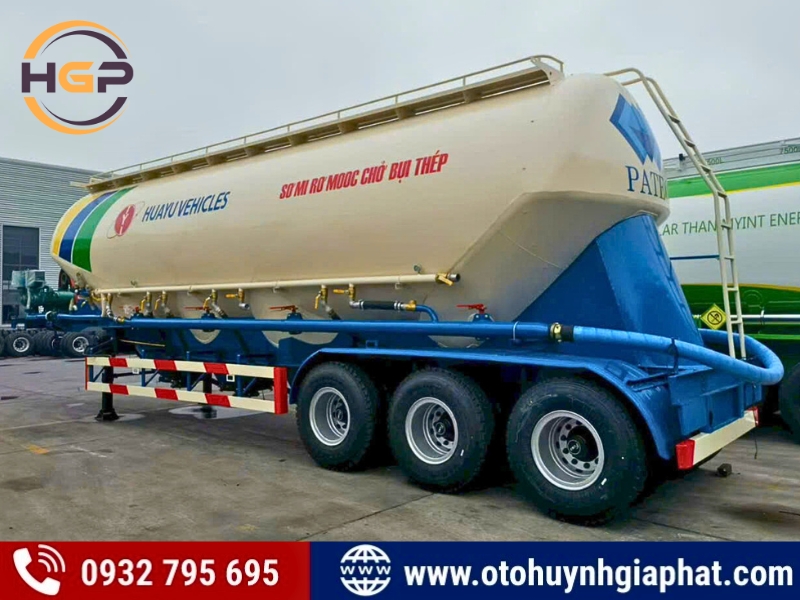 Rơ mooc bồn xi téc chở xi măng HUAYUDA 3 rốn xả 45.5m3