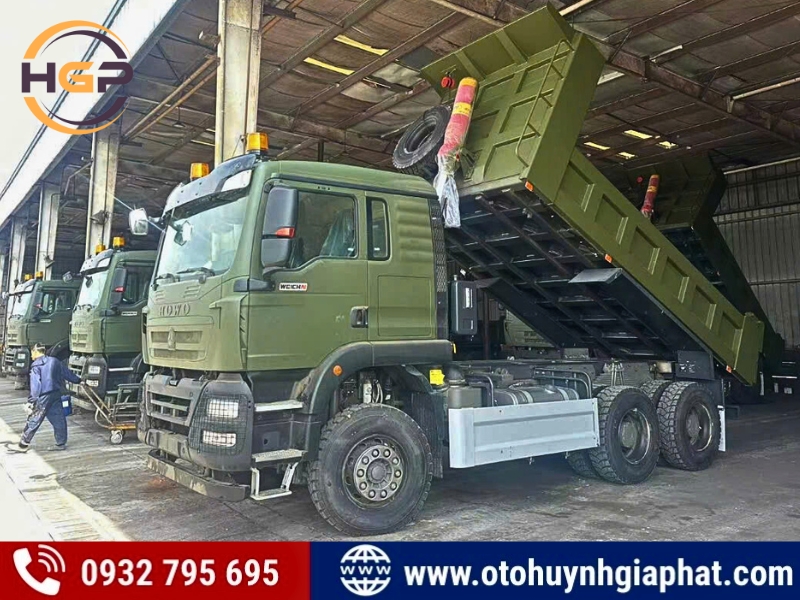 Xe tải ben 3 chân Howo TX thùng vuông động cơ 400HP