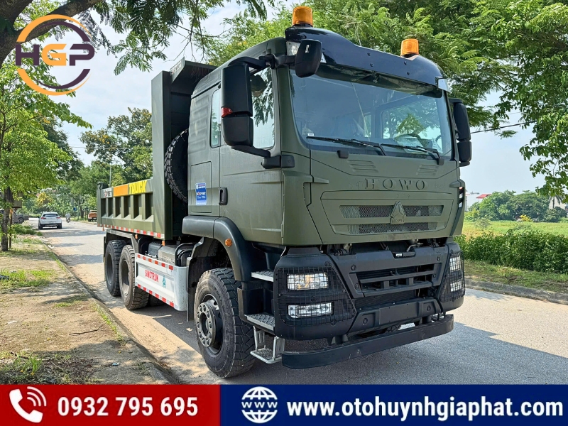 Xe tải ben 3 chân Howo TX400 thùng vuông cầu dầu