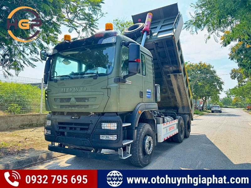 Hàng sẵn - Xe tải ben tự đổ Howo TX400 thùng vuông 3 chân