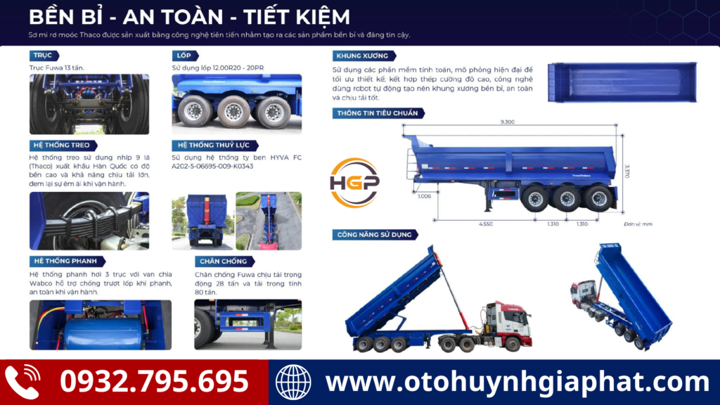 Cấu tạo của mooc ben Thaco ty Hyva xác nặng