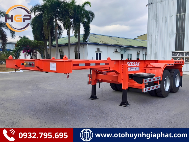 Sơ mi rơ mooc xương 2 trục 20 feet Soosan tải 30 tấn