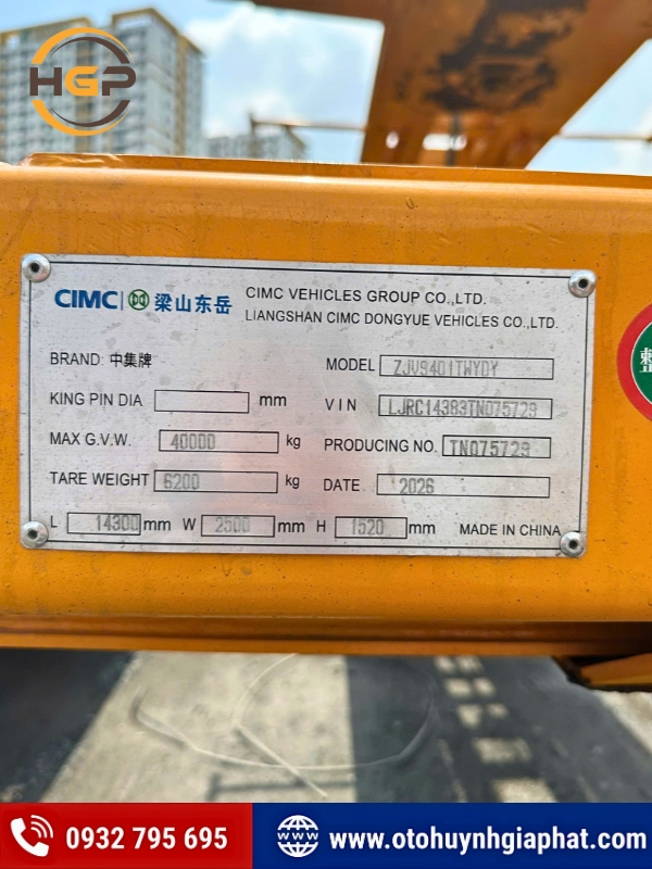 Tấm lắc của mooc cổ cò 45F Cimc Patec