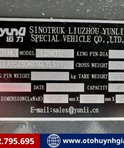 Thông số của rơ mooc ben Sinotruk Yunli 24 khối