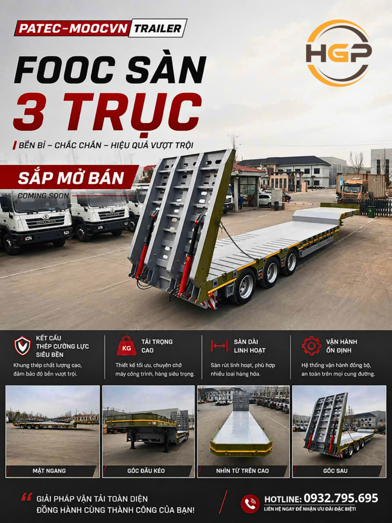 Fooc lùn TIANRUI 3 trục dài 14.3m - Kèm thang thủy lực