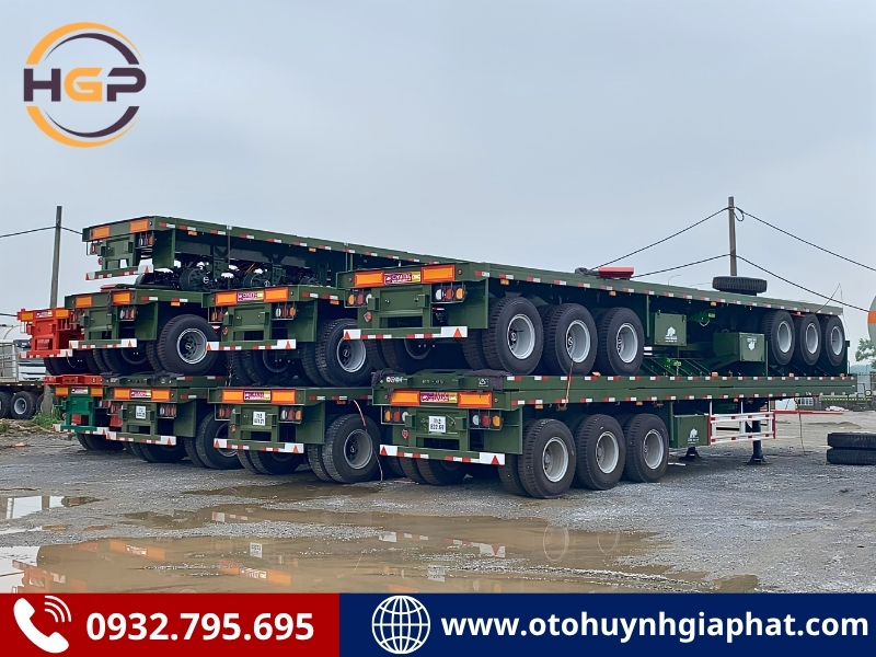 Sơ mi rơ mooc sàn 3 trục 40 feet XINHONGDONG PATEC lốp 12.00R20